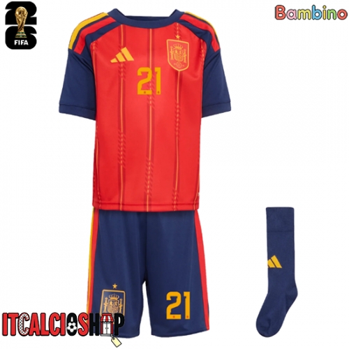 Spagna Mikel Oyarzabal #21 Prima Maglia Bambino Mondiali 2026 Manica Corta (+ Pantaloni corti)